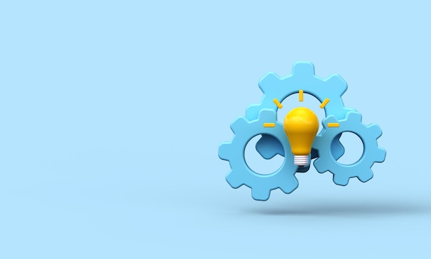 Light bulb and gears innovation icon business concept idea 3d
render