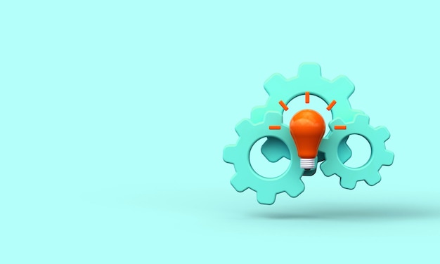 Light bulb and gears innovation icon business concept idea 3d
render