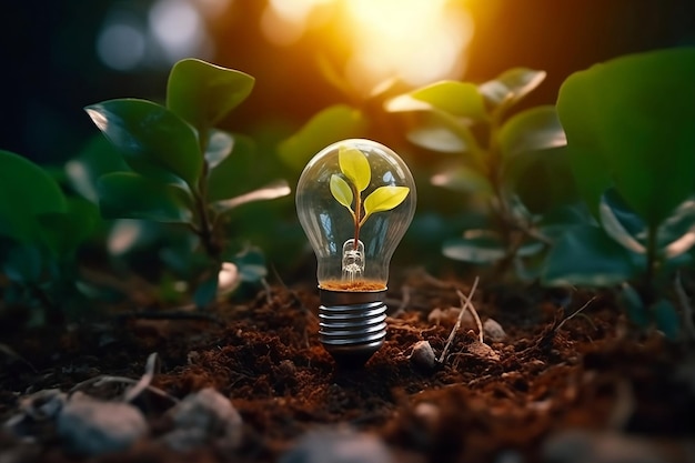 light bulb on green background Generative AI