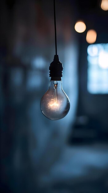 Photo a light bulb hanging from a ceiling in a dark room