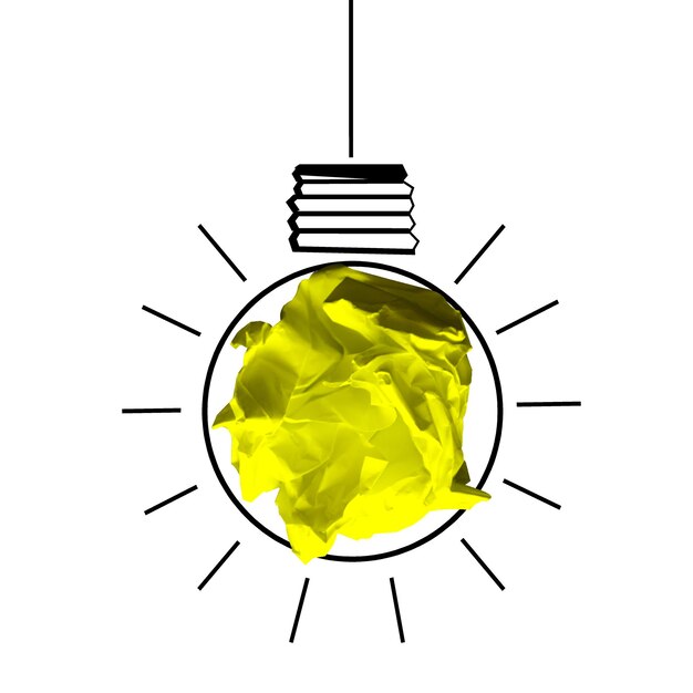 Light bulb icon made with crumpled paper idea creativity concept