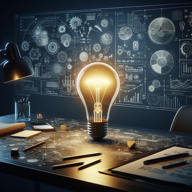лампочка освещенный конференц-стол поиск решения промышленный дизайн