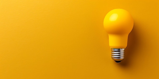 a light bulb is on a yellow wall with a light bulb on it