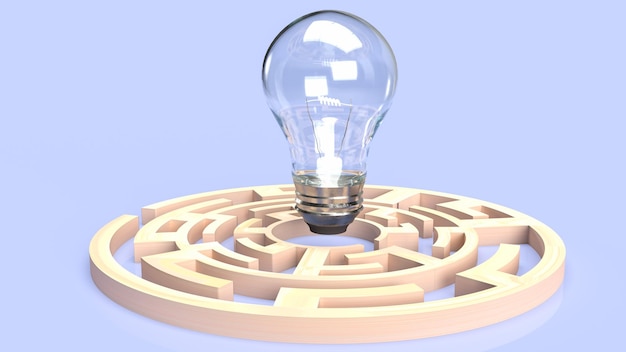 The light bulb in the maze for business concept 3d rendering