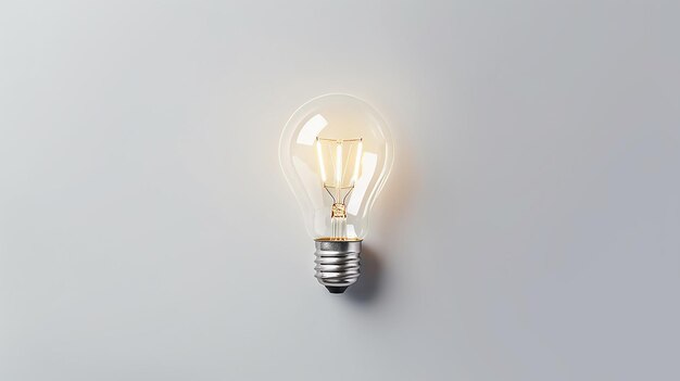 Фото Лампочка на сером фоне верхний вид креативная идея концепция