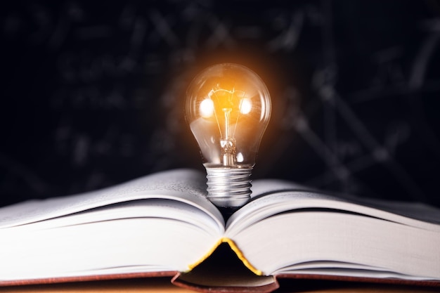 Light bulb on the open book Idea concept for innovation idea