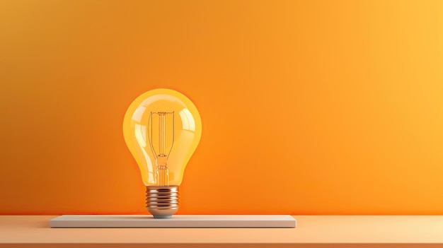 Light bulb on orange background