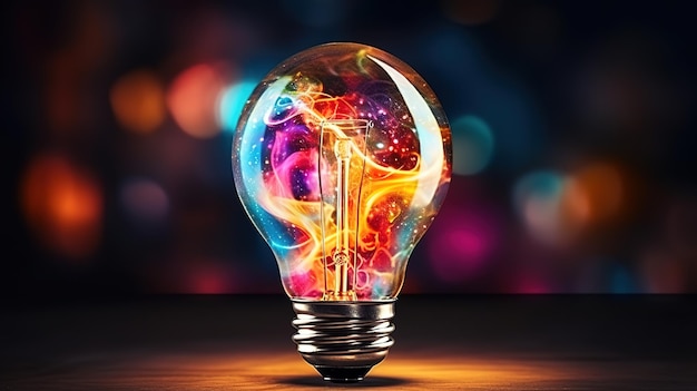 Light bulb on pastel dark background