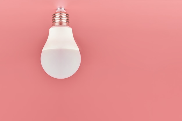 Photo light bulb on pink surface