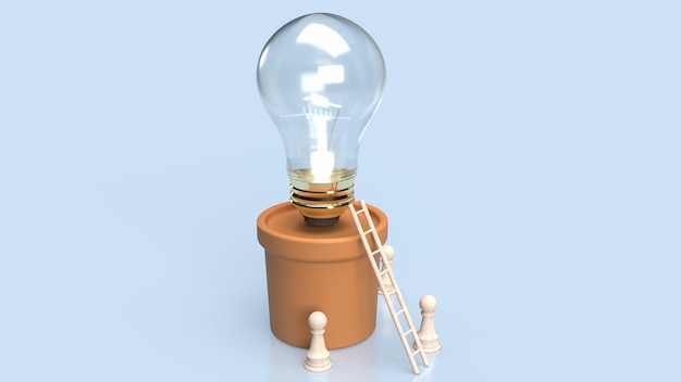 Лампочка на заводе для творческой или энергетической концепции 3d-рендеринга