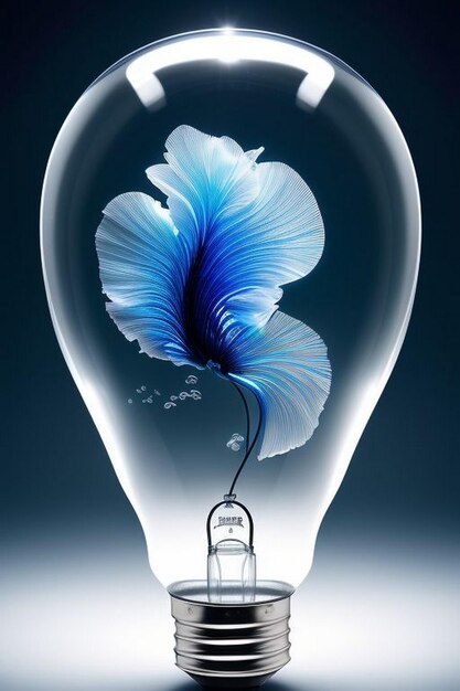 Foto lampadina che emette luce blu