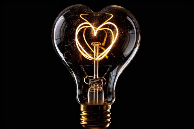 Photo a light bulb shaped like a heart