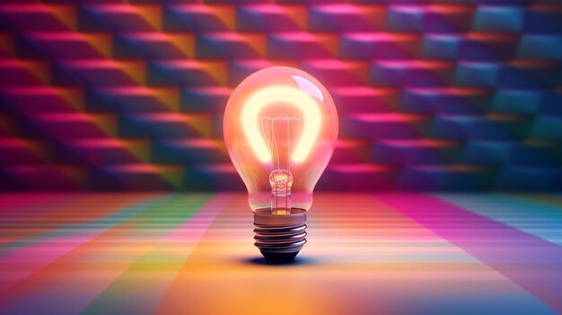 Light bulb shines on a bright and colorful background Generative AI