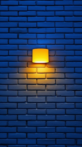 A light bulb sitting on a brick wall at night