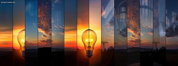 Light Bulb Surrounded by a Series of Images