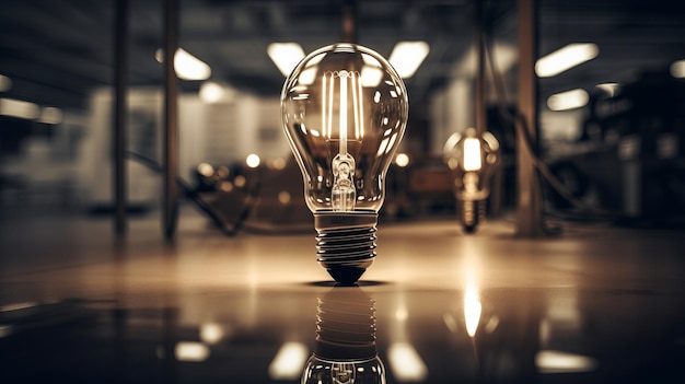 A light bulb on a table illuminating creativity and innovation