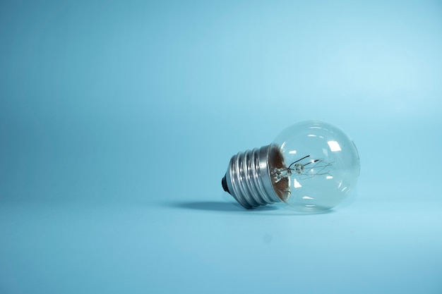 light bulb with blue background.