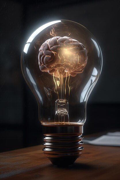 A light bulb with a brain inside it