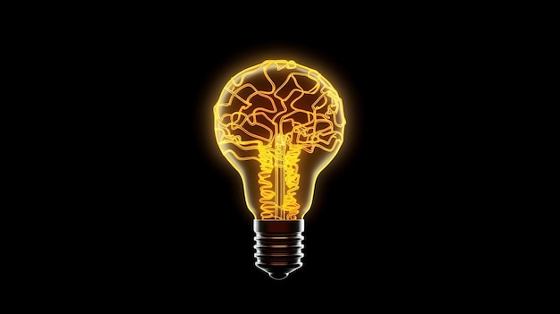 A light bulb with a brain inside it