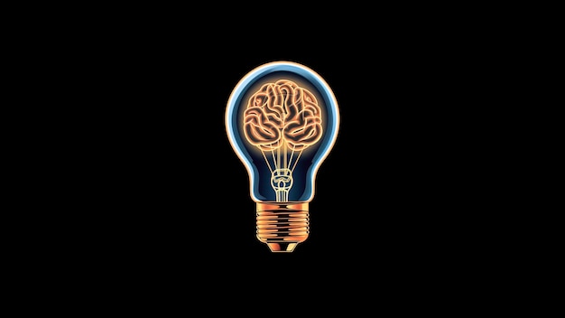 A light bulb with a brain inside it