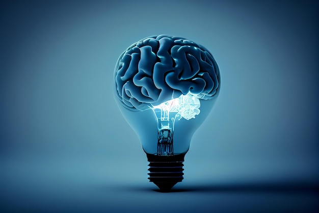 A light bulb with a brain inside it