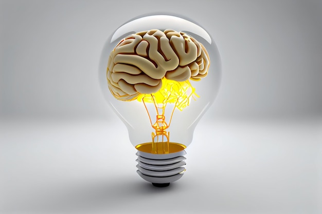 A light bulb with a brain inside of it