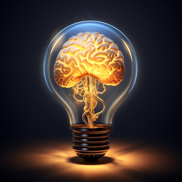 Foto una lampadina con un cervello dentro