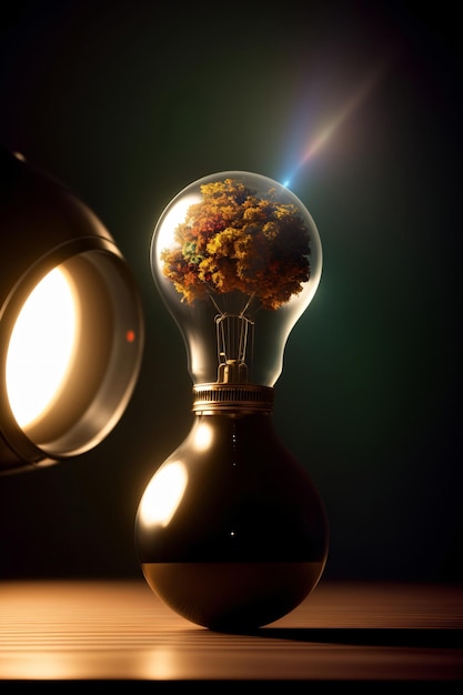 A Light Bulb With A Bunch Of Flowers Inside Of It