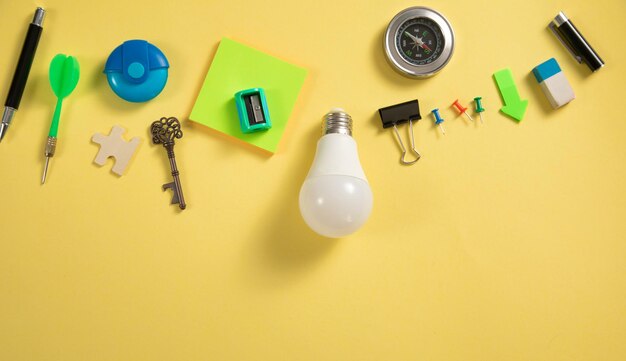 Light bulb with a business supplies business creative idea