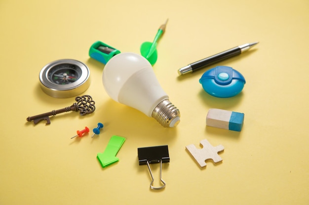 Light bulb with a business supplies Business Creative idea