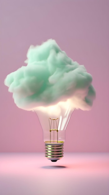 A light bulb with a cloud shaped like a cloud
