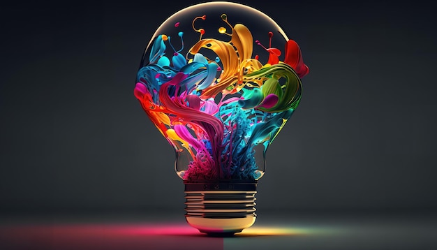 Light Bulb With A Colorful Design