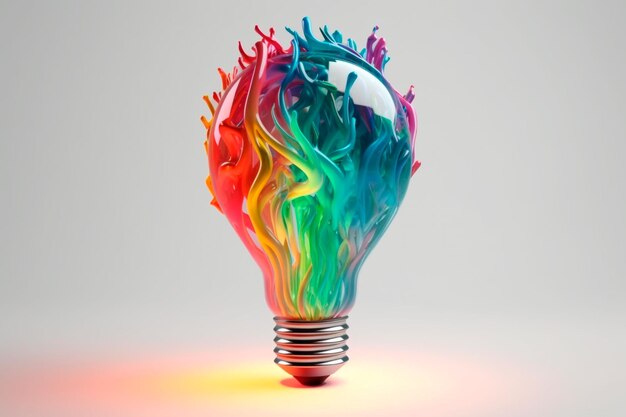 Photo a light bulb with colorful liquid inside it