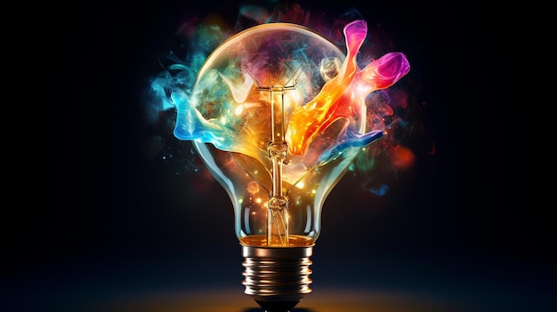 Light bulb with colorful paints idea concept