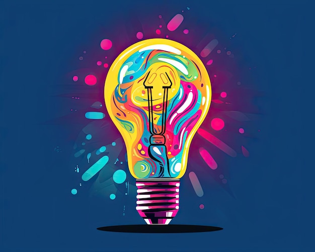 a light bulb with creative concept in the style of teal and crimson