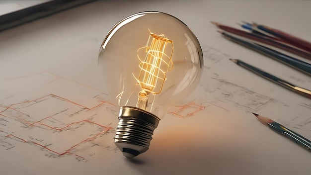 Light bulb with drawing graph