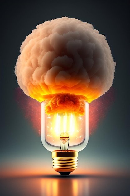 Photo a light bulb with an explosion