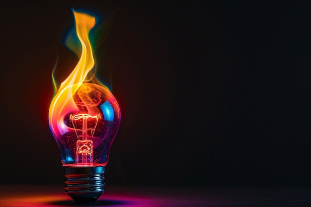 Photo a light bulb with a flame on it