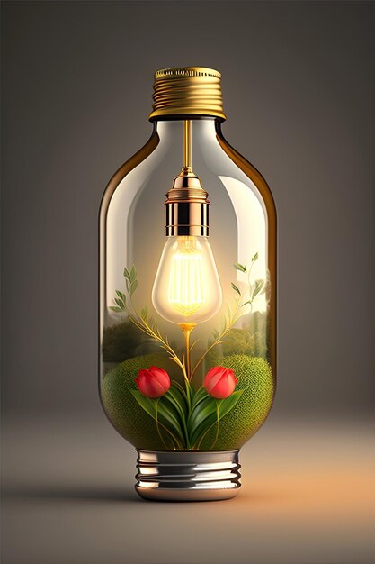 Light Bulb With Floral Ornament Inside