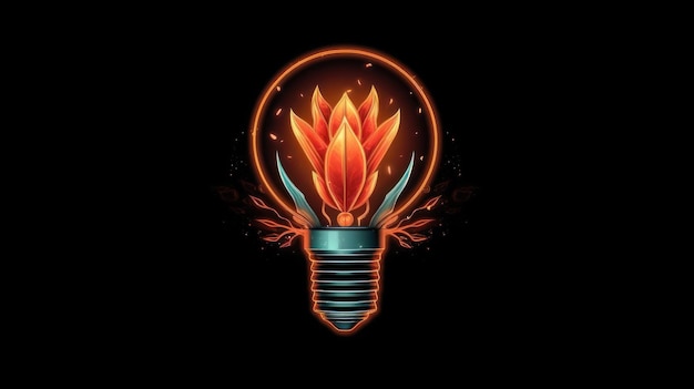 A light bulb with a flower in it