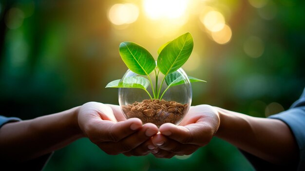 light bulb with green leaf