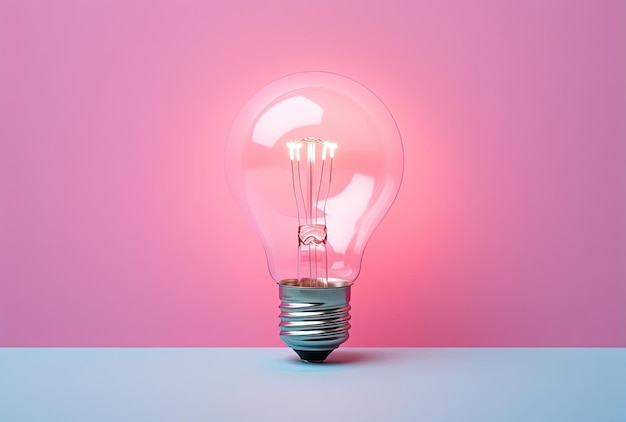 a light bulb with behind it on a pink background