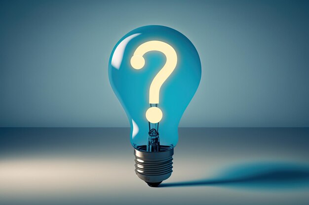 Light bulb with question mark blue background Generative AI