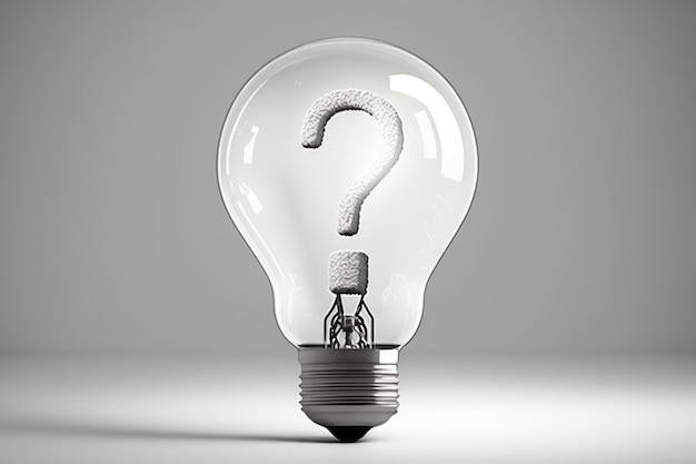 Photo light bulb with question mark sign on white background generative ai