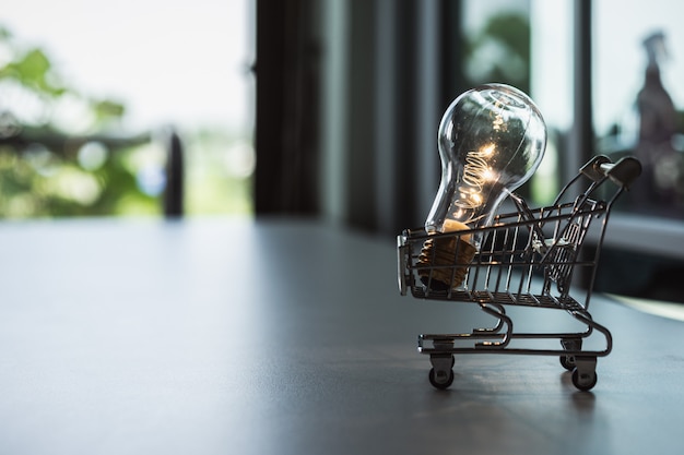 Light bulb with Shopping cart 