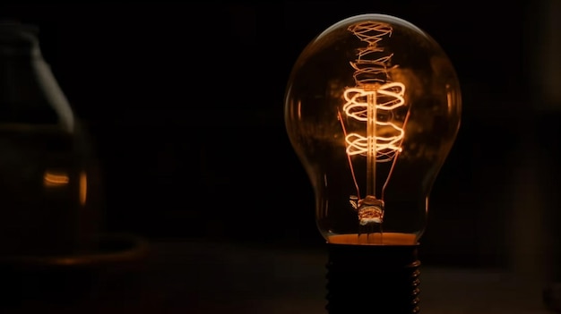 A light bulb with a spiral wire on the bottom.