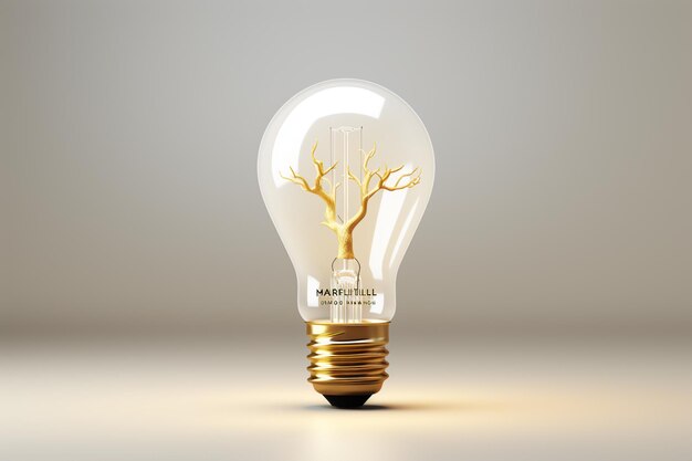 Light bulb with tree inside 3D illustration Idea concept