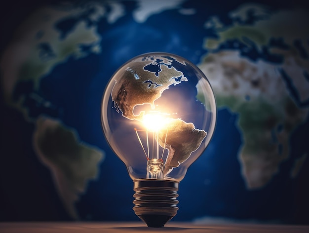 A light bulb with the world on it