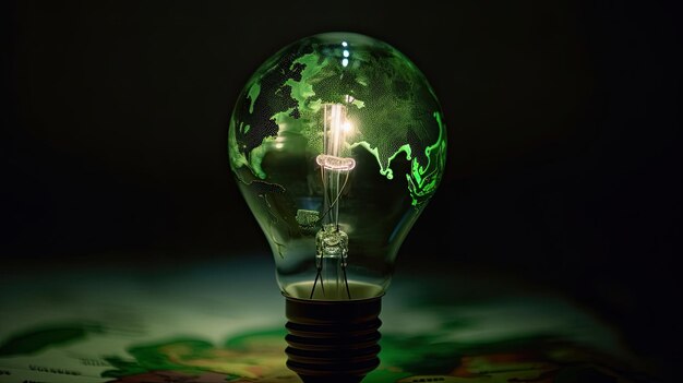 A light bulb with the world on it