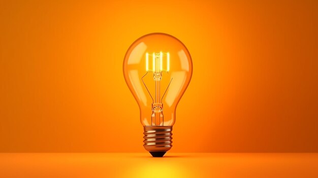 A light bulb with a yellow background